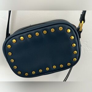 Fossil Blue Leather Crossbody with Studs
